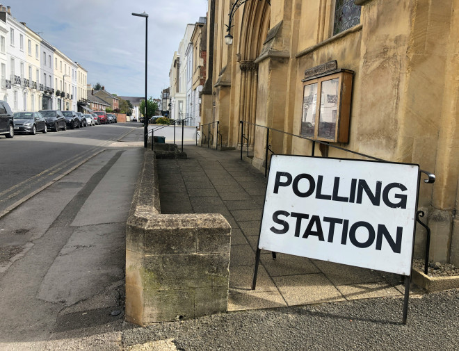 Polling station sign