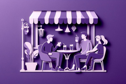 People chatting at a table